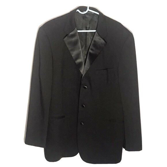 EMANUEL UNGARO black wool TUXEDO JACKET satin lapel s 44R 36W formal suit blazer - Picture 1 of 9